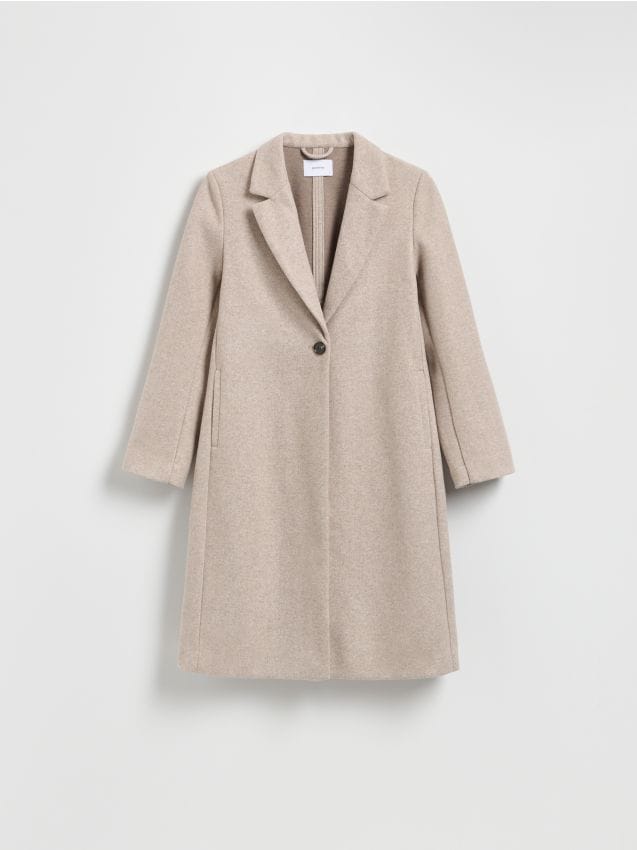 Reserved - Flauszowy płaszcz - beżowy