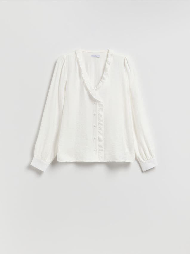 Reserved - Koszula z ozdobną falbanką - biały