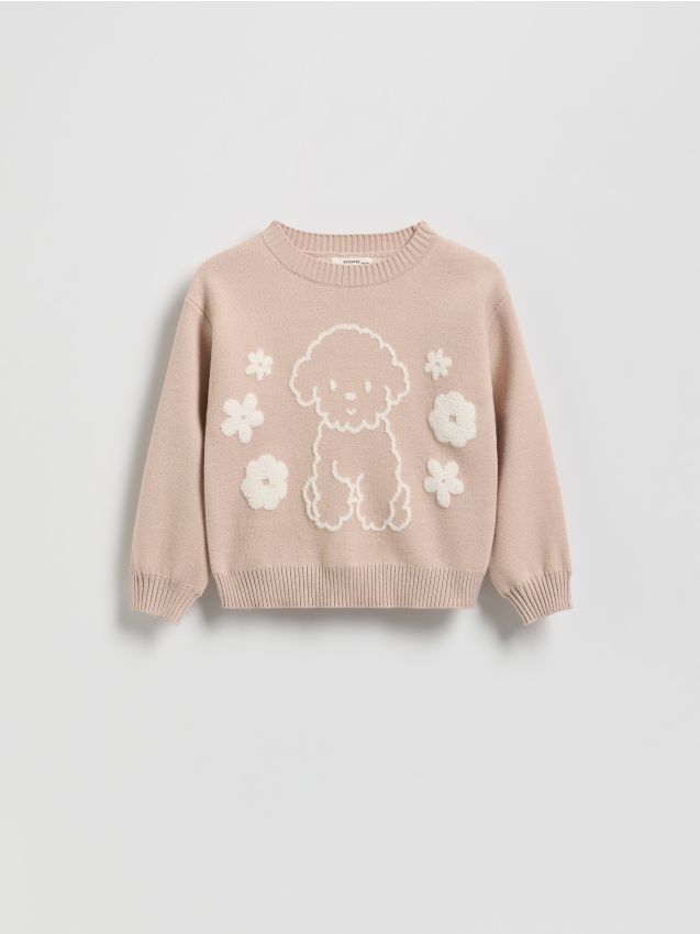 Reserved - Sweter z aplikacją - beżowy