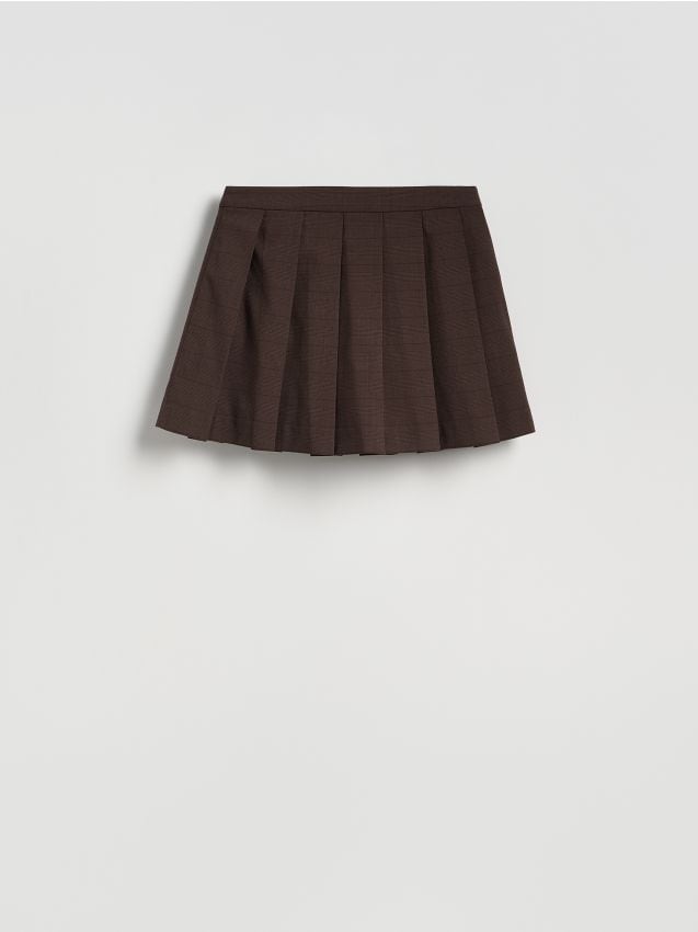 Reserved - Spódnico-szorty w kratę - ciemnobrązowy