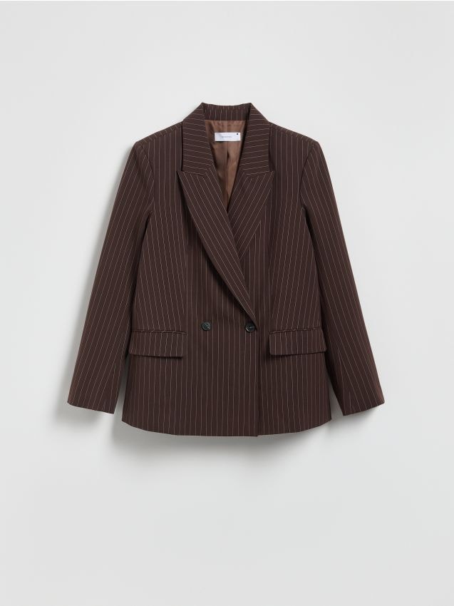 Reserved - Dwurzędowa marynarka - ciemnobrązowy