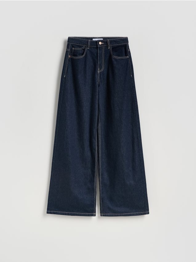 Reserved - Jeansy wide leg - granatowy