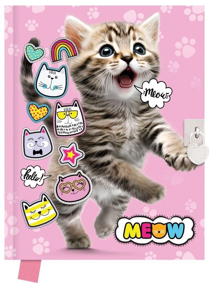 Happy Color Pamiętnik z kłódką 80 kartek Meow - artykuł papierniczy