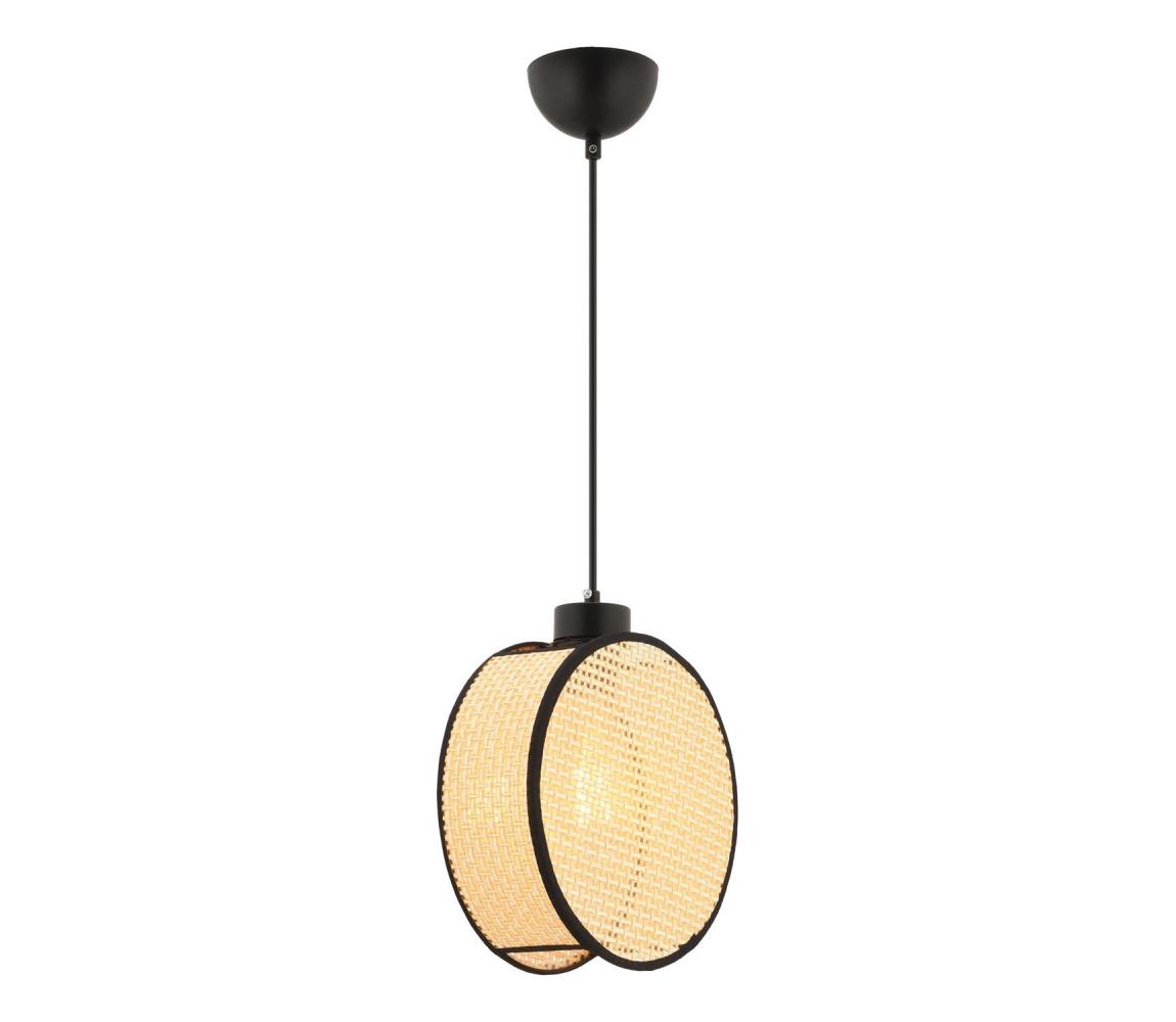 Lampa wisząca na lince DRUM 1xE27/60W/230V beżowy/czarny