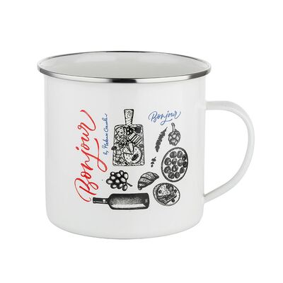 Kubek emaliowanu prosty Bonjour 1,25 ml czarno-biały