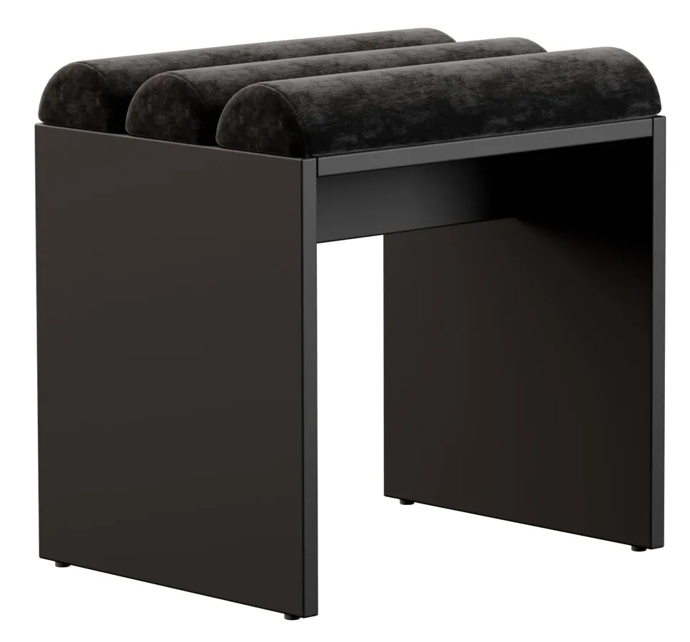 Czarny welurowy taboret do toaletki - Ardium