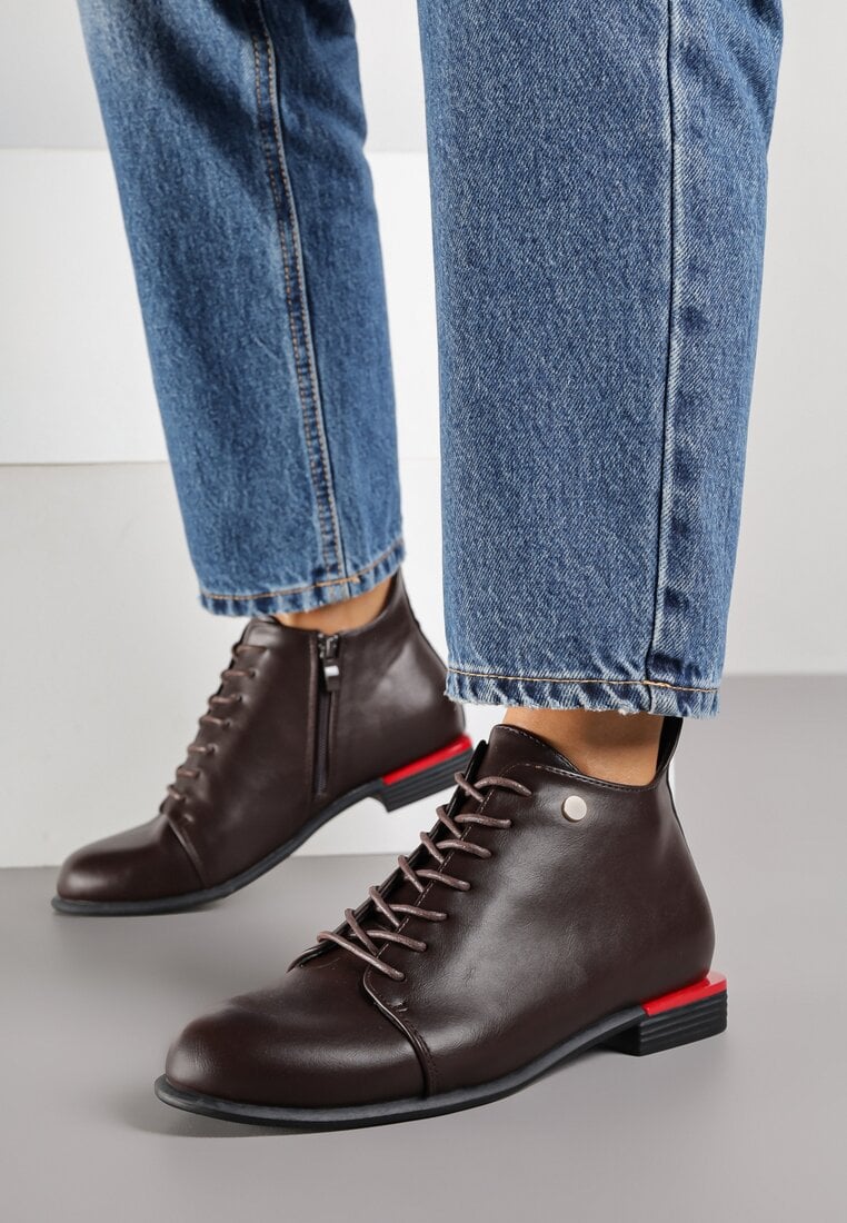 Brązowe Botki Typu Trzewiki Vices Implie