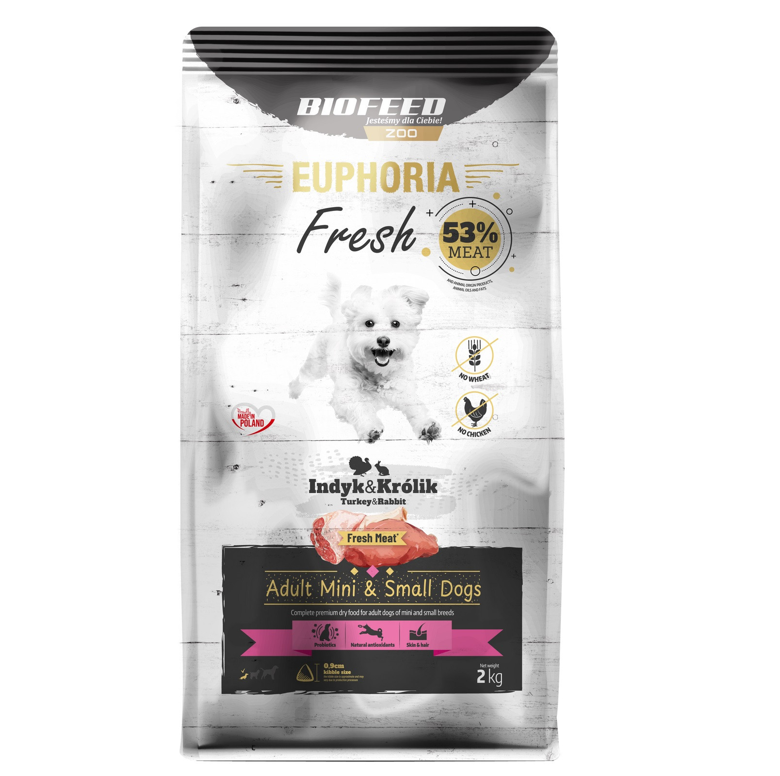 BIOFEED Euphoria Fresh Adult Mini & Small Indyk z królikiem - sucha karma dla psa - 2kg
