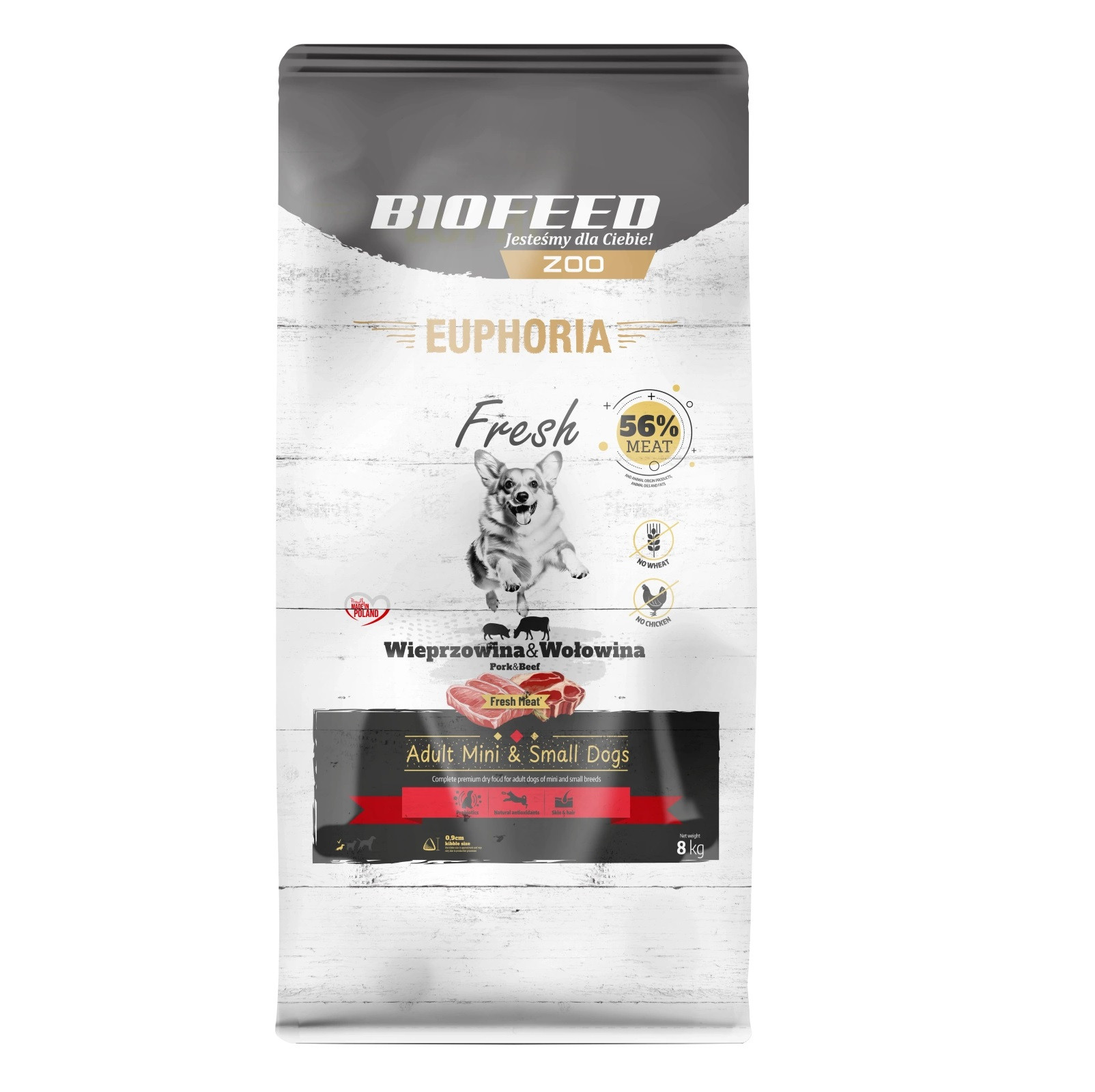 BIOFEED Euphoria Fresh Adult Mini & Small Wieprzowina z wołowiną - sucha karma dla psa - 8kg