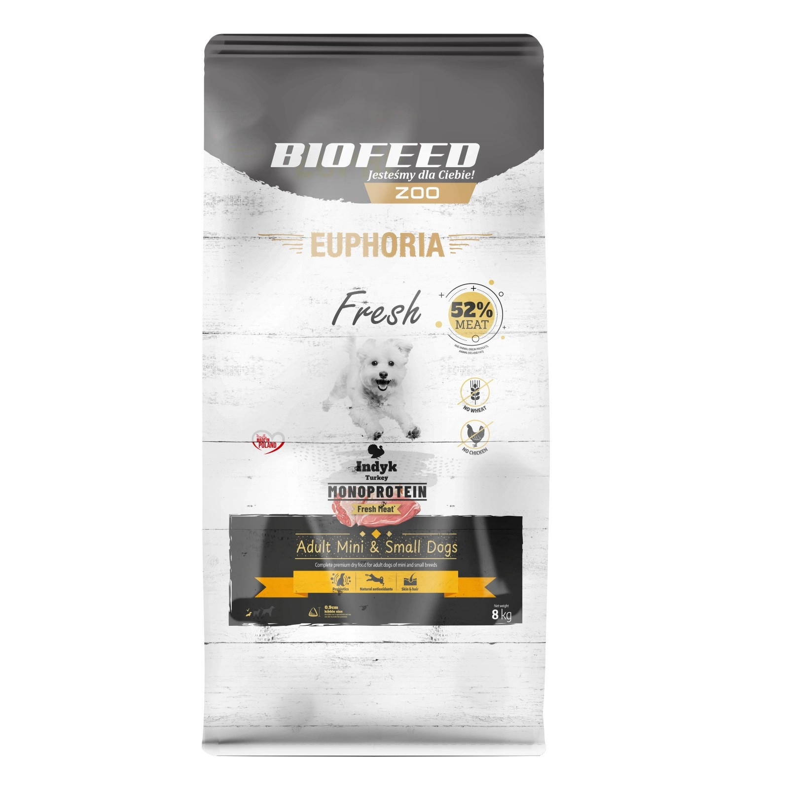 BIOFEED Euphoria Fresh Adult Mini & Small Monoprotein Indyk - sucha karma dla psa - 8kg