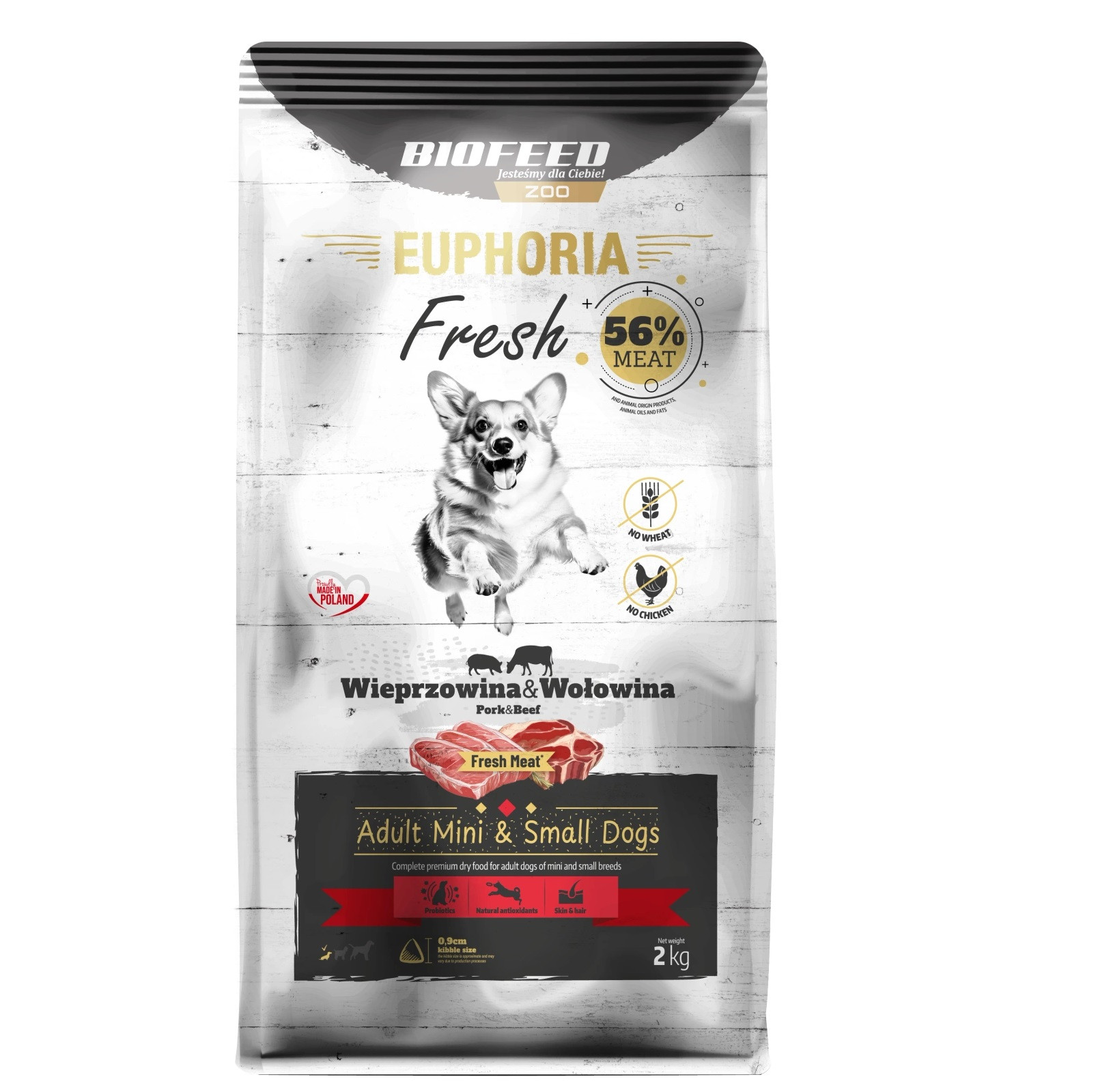 BIOFEED Euphoria Fresh Adult Mini & Small Wieprzowina z wołowiną - sucha karma dla psa - 2kg