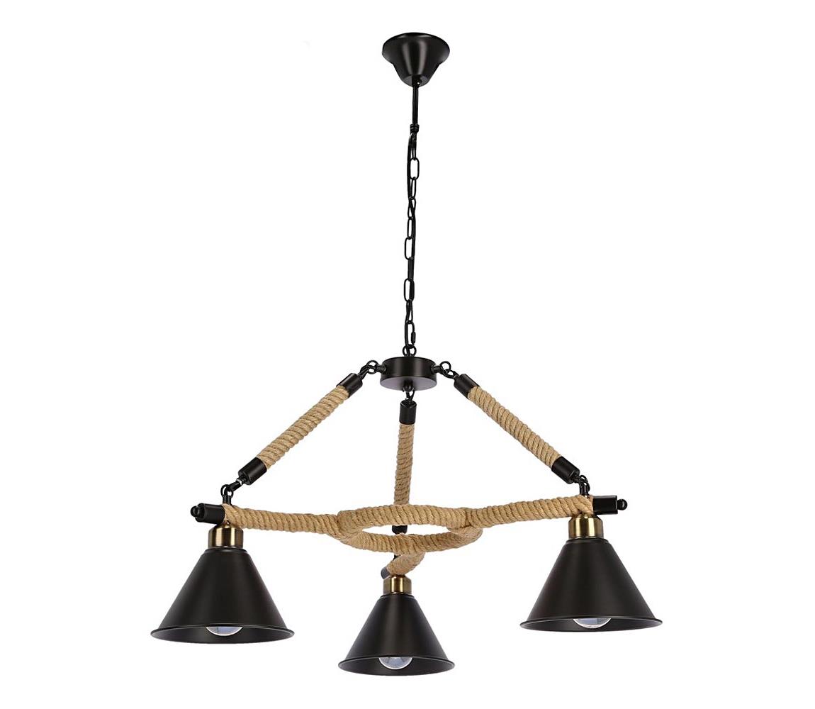 Žyrandol na łańcuchu NEGRU 3xE27/40W/230V czarny/brązowy