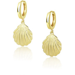 Kolczyki z muszelką wiszące srebrne pozłacane