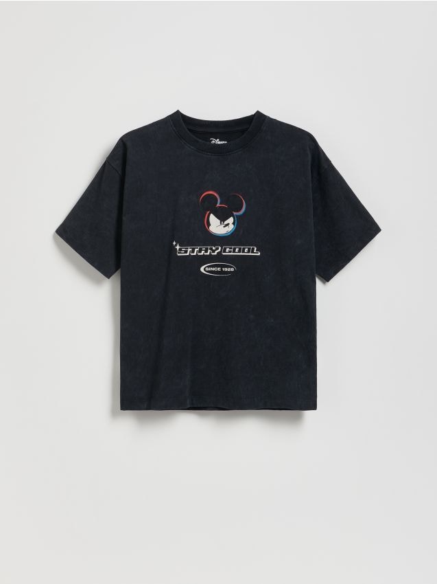 Reserved - Bawełniany t-shirt Mickey Mouse - czarny