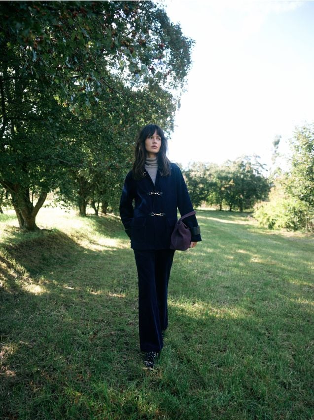 Reserved - Sztruksowe spodnie straight - granatowy