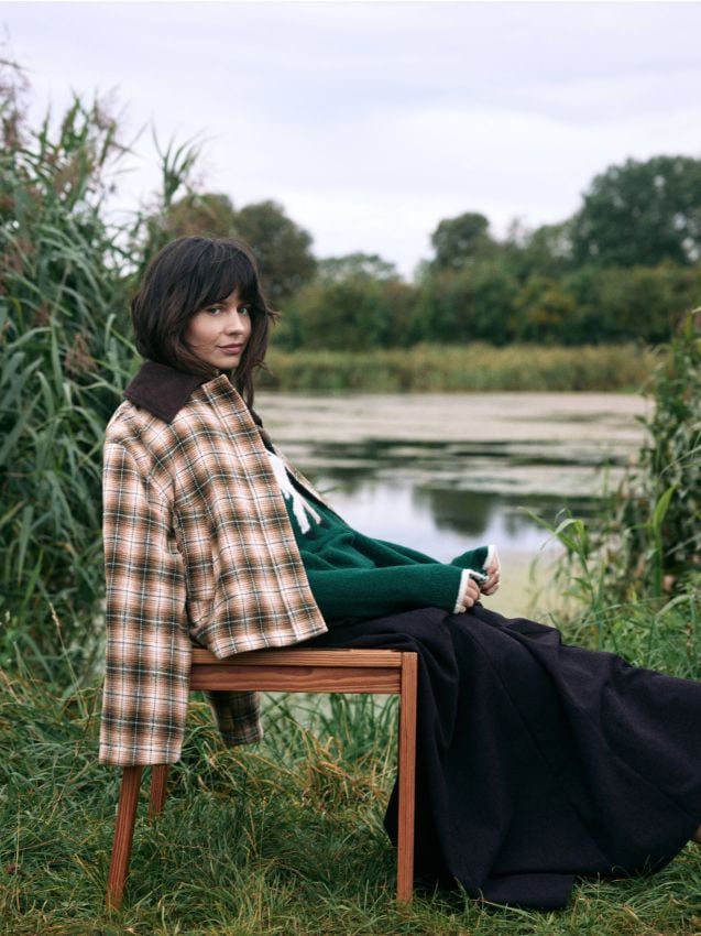 Reserved - Spódnica midi z wełną - fioletowy