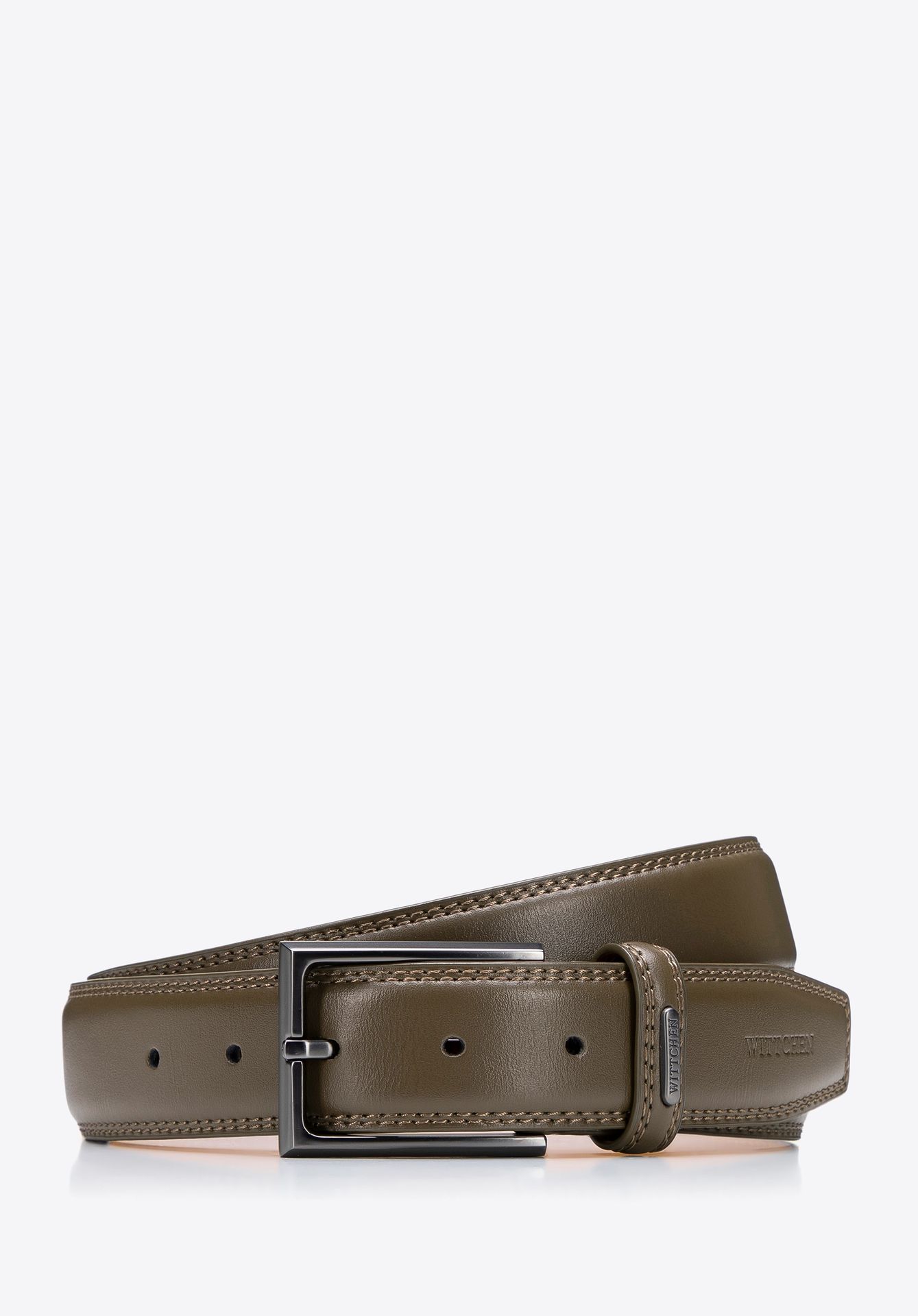 Pasek skórzany męski z podwójnym stebnowaniem czarny