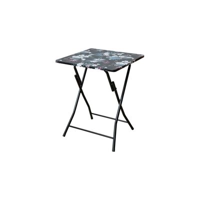 Stół składany Flower Black 60 x 75 cm w kwiaty czarny