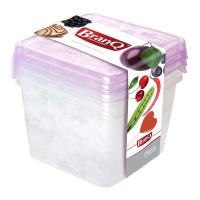 Komplet 3 pojemników Rukkola kwadratowych 2 x 0,45 l + 0,75 l mix kolorów