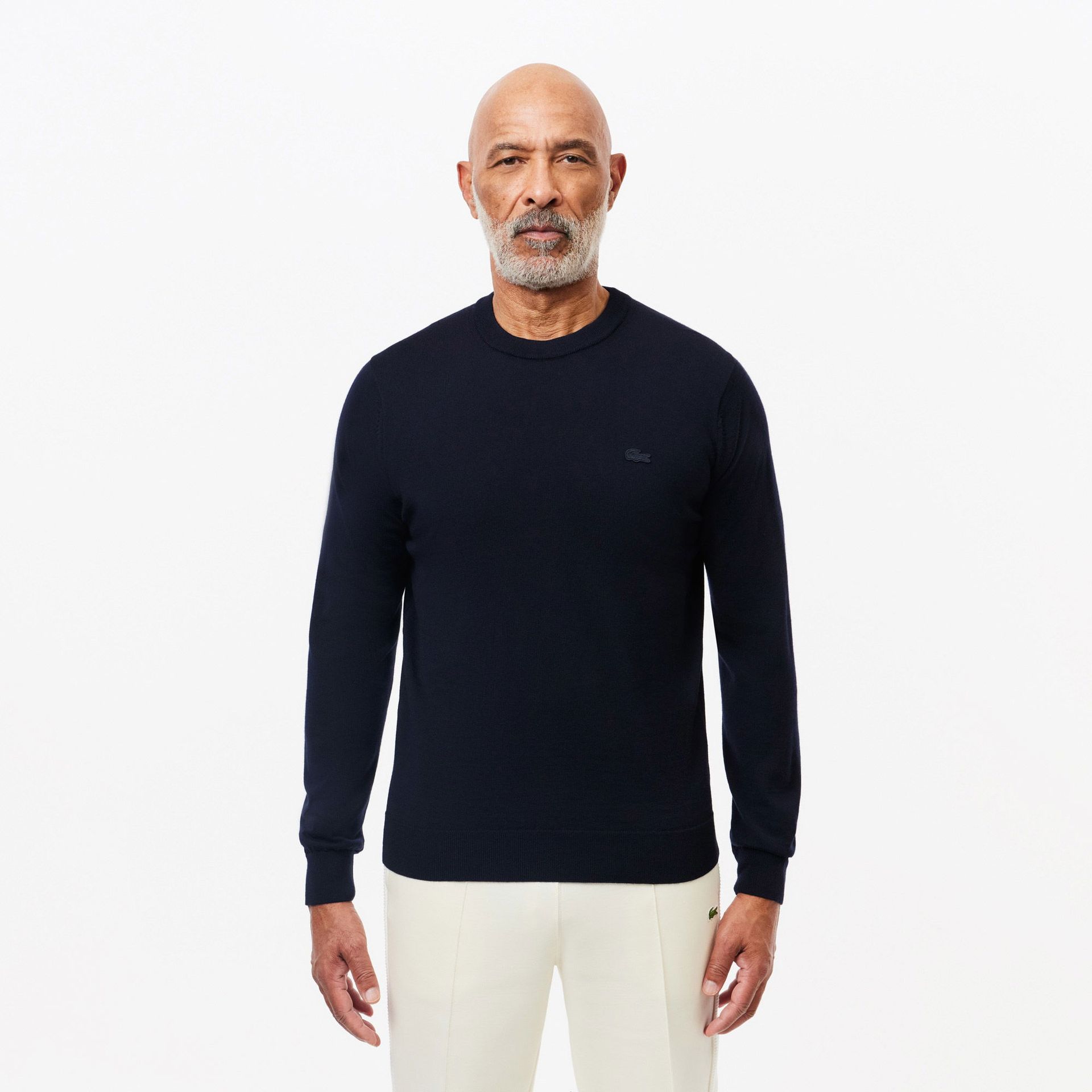Lacoste Męski sweter z wełny merynosów z okrągłym dekoltem