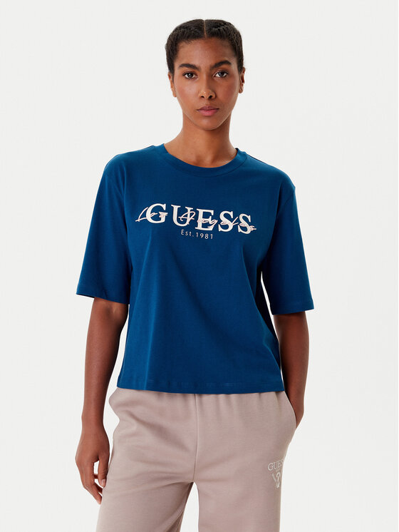 Guess T-Shirt V5YI02 I3Z14 Niebieski Boxy Fit