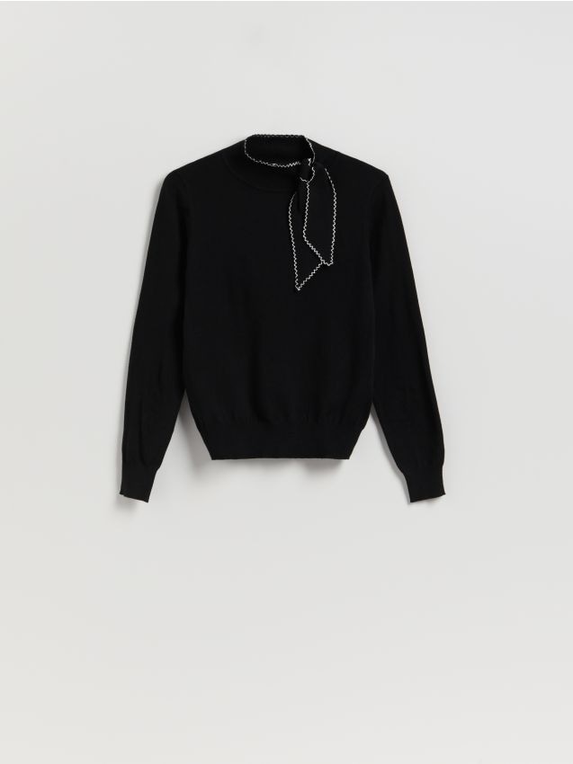 Reserved - Sweter z wiązaniem - czarny