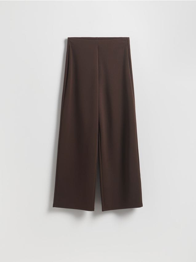 Reserved - Spodnie z szerokimi nogawkami - ciemnobrązowy