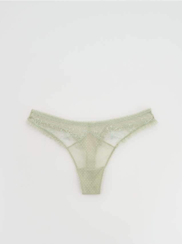 Reserved - Majtki typu stringi - jasnozielony