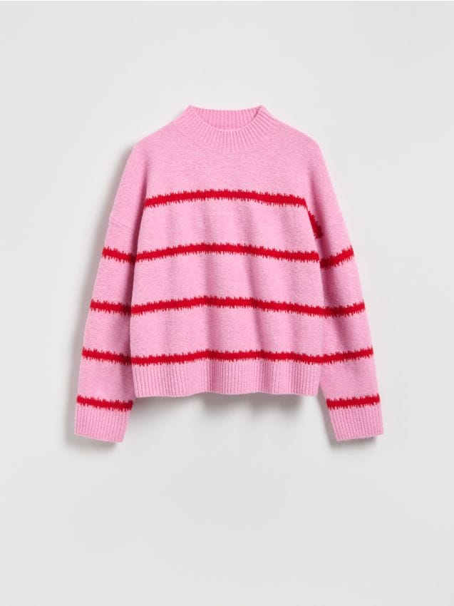 Reserved - Sweter w paski - różowy