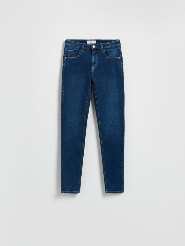 Reserved - LADIES` JEANS TROUSERS - granatowy