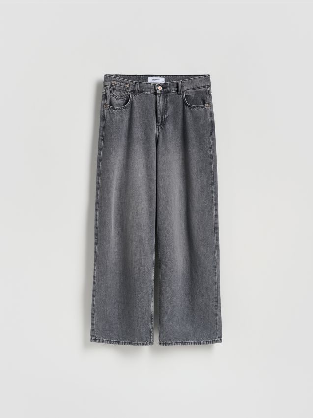 Reserved - Jeansy wide leg - szary