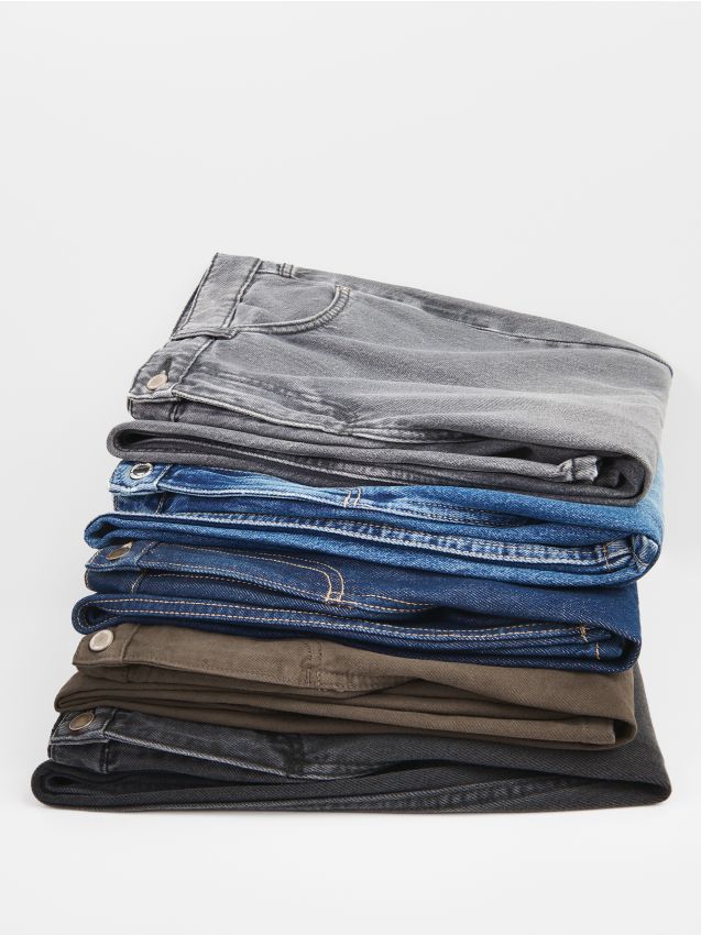 Reserved - Jeansy wide leg - granatowy