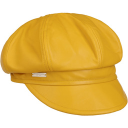 Czapka Newsboy Skóra by Seeberger, żółty, S (54-55 cm)
