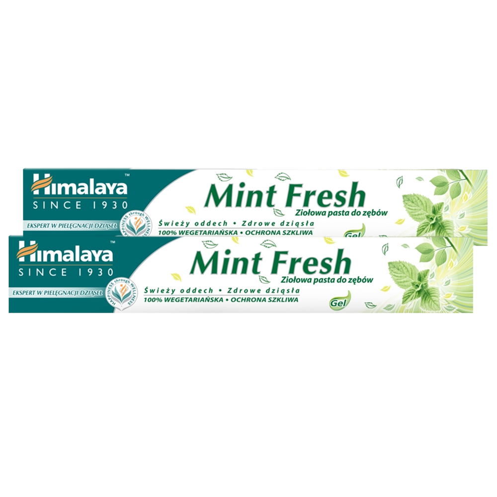 Zestaw Himalaya Mint Fresh, ziołowa pasta do zębów w żelu, odświeżająca oddech, 2 x 75 ml