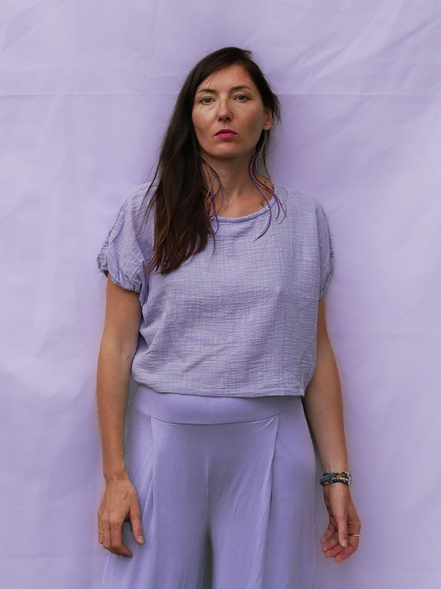 Oversizowy Top nietoperz lniany muslin