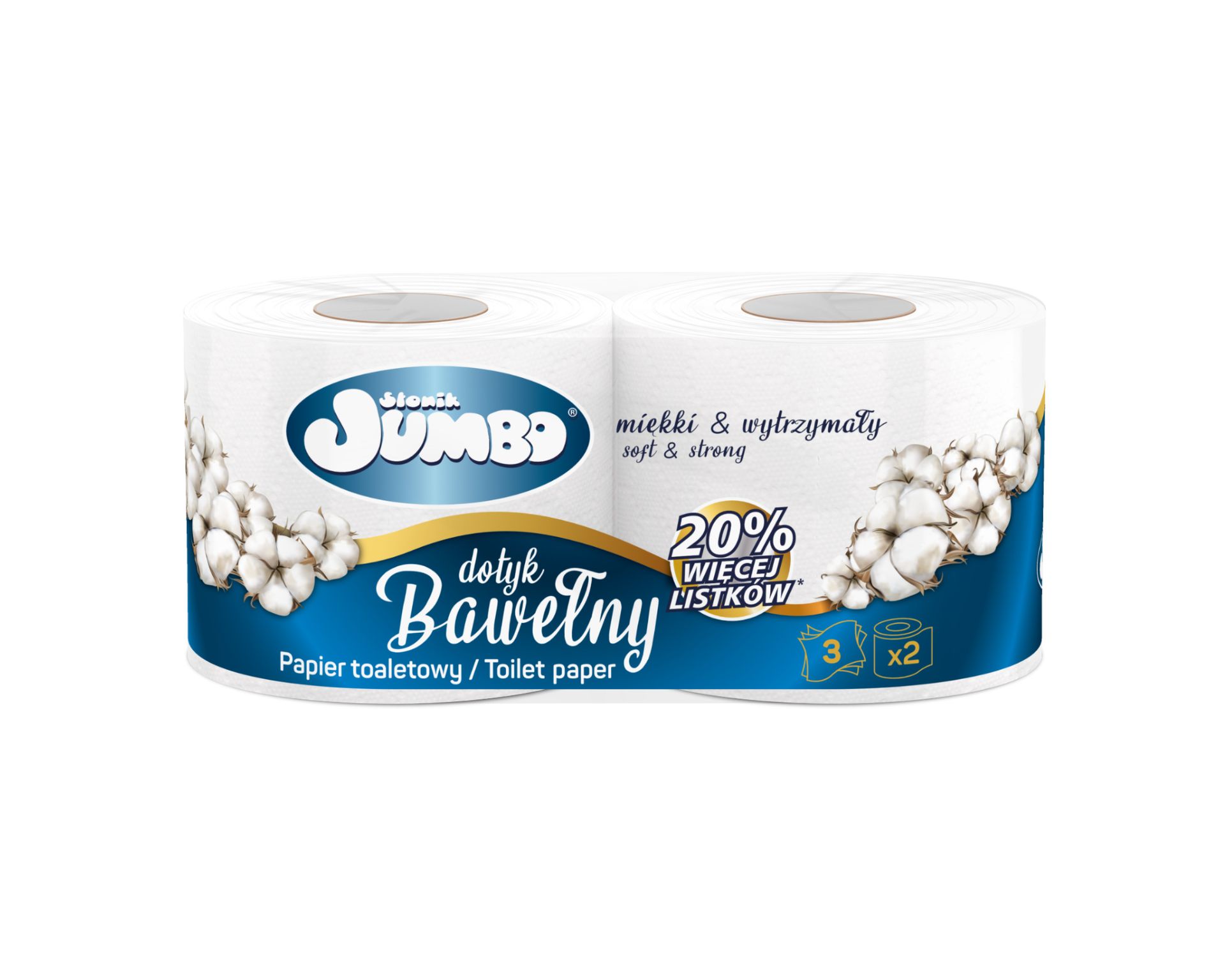 Słonik Jumbo Papier toaletowy Bawełna 2Rolki 3W