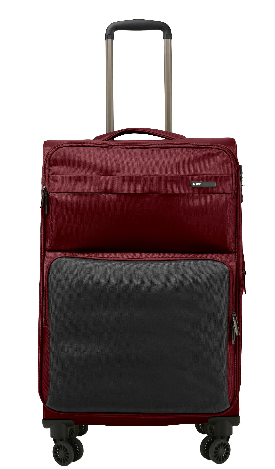 Walizka tekstylna NICE 56 cm szary-burgund
