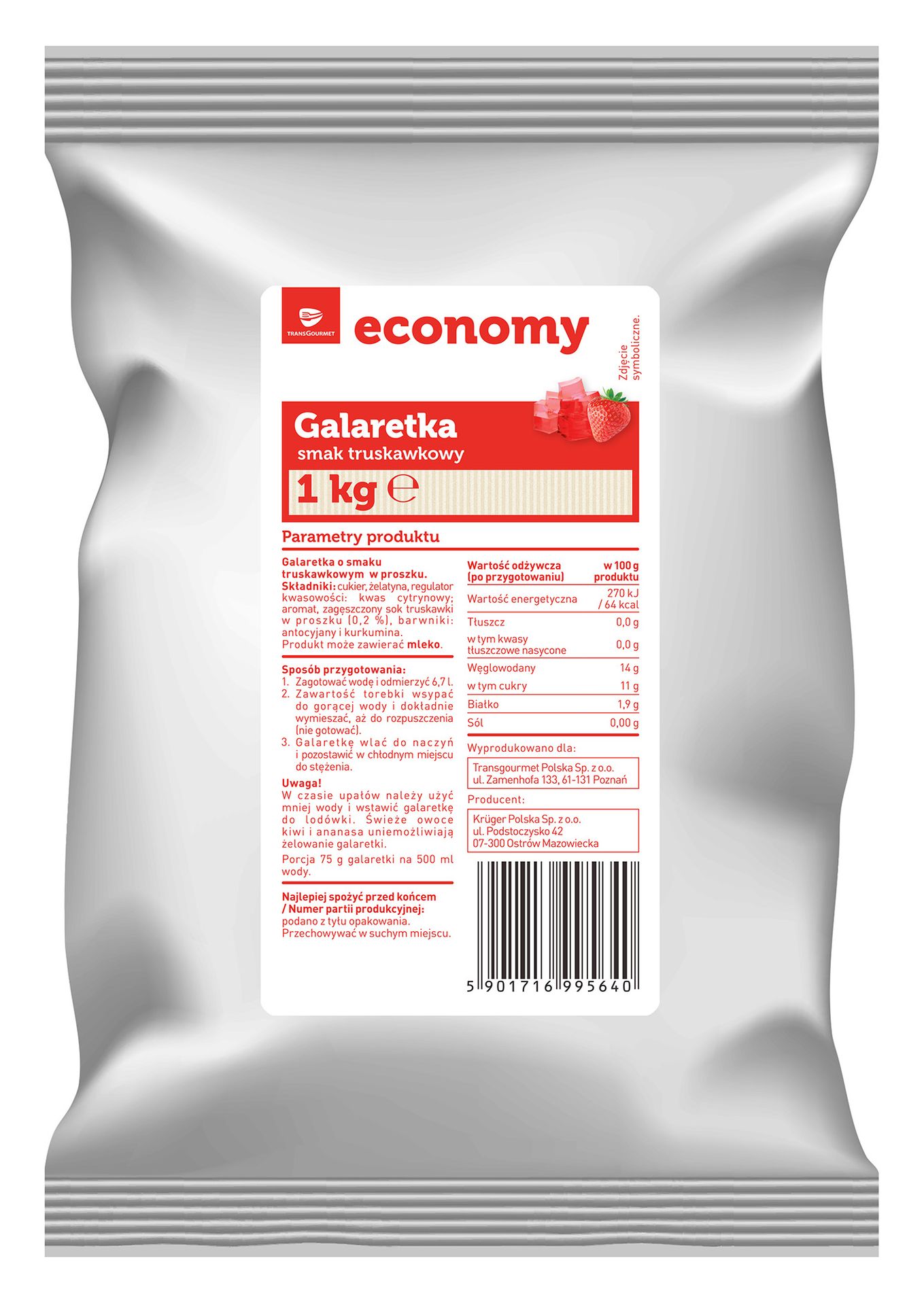 TGE Galaretka smak truskawkowy 1kg