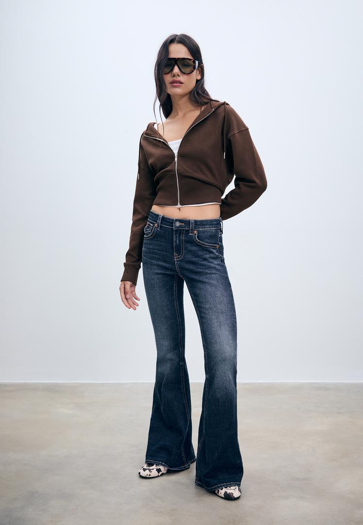 Stradivarius Bluza z Kapturem rozpinana Brązowy M