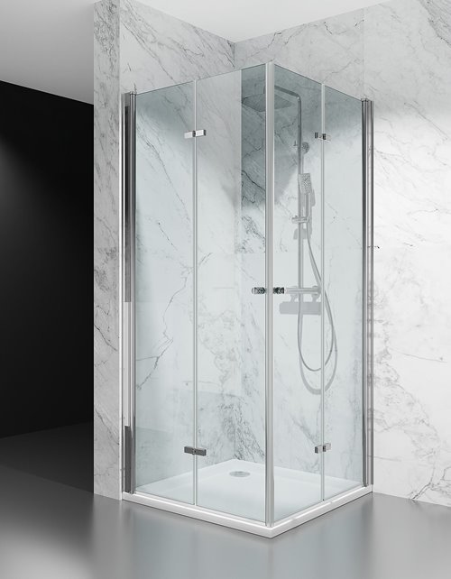 Swiss Liniger Kabina prysznicowa składana 80x85 cm szkło 6mm przeźroczyste profile chrom D1200-80x85C