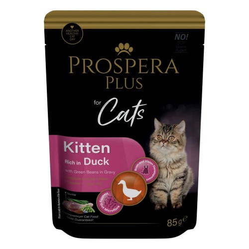 PROSPERA Plus Saszetka dla kociąt, kaczka, zielona fasolka 85g (1513-10101)