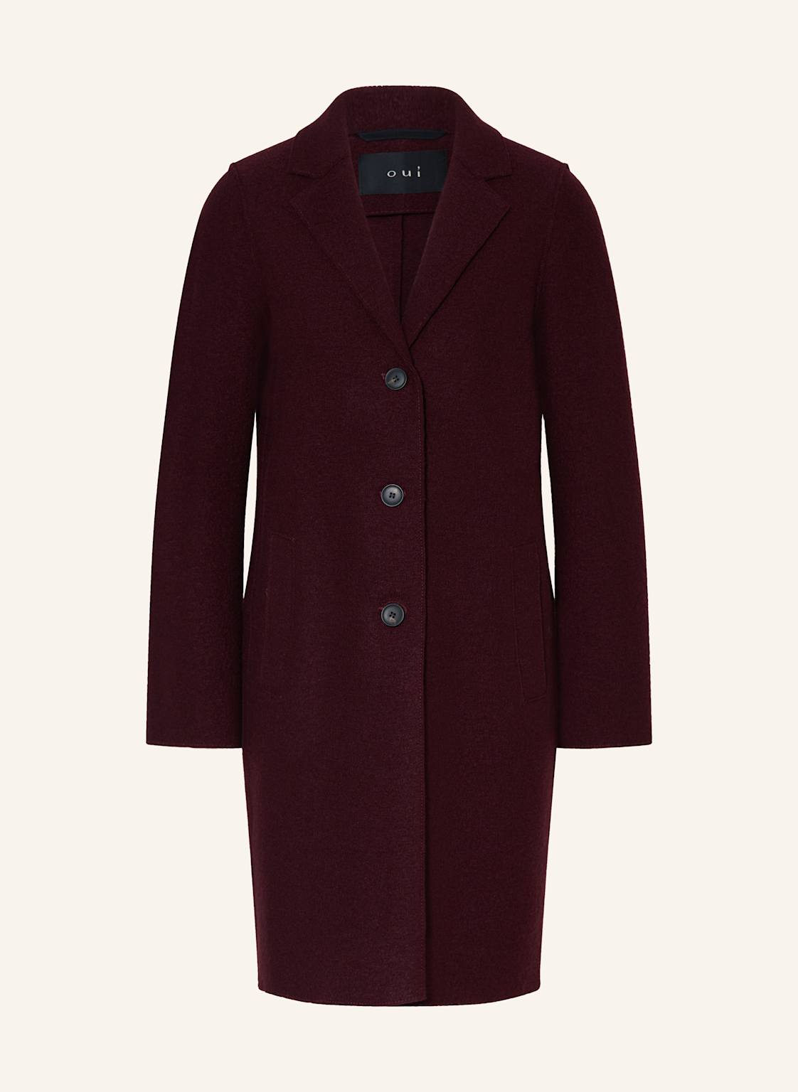 Oui Płaszcz Wełniany rot