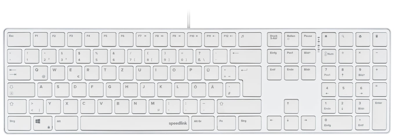 SPEEDLINK SL-640010 klawiatura Biuro USB Niemiecki Biały SL-640010-WT