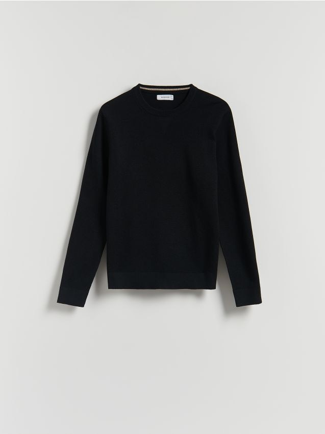 Reserved - Strukturalny sweter z bawełną - czarny