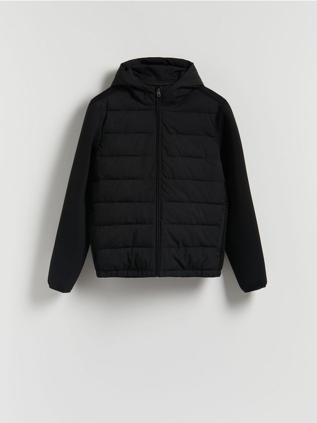 Reserved - Pikowana kurtka z kapturem - czarny