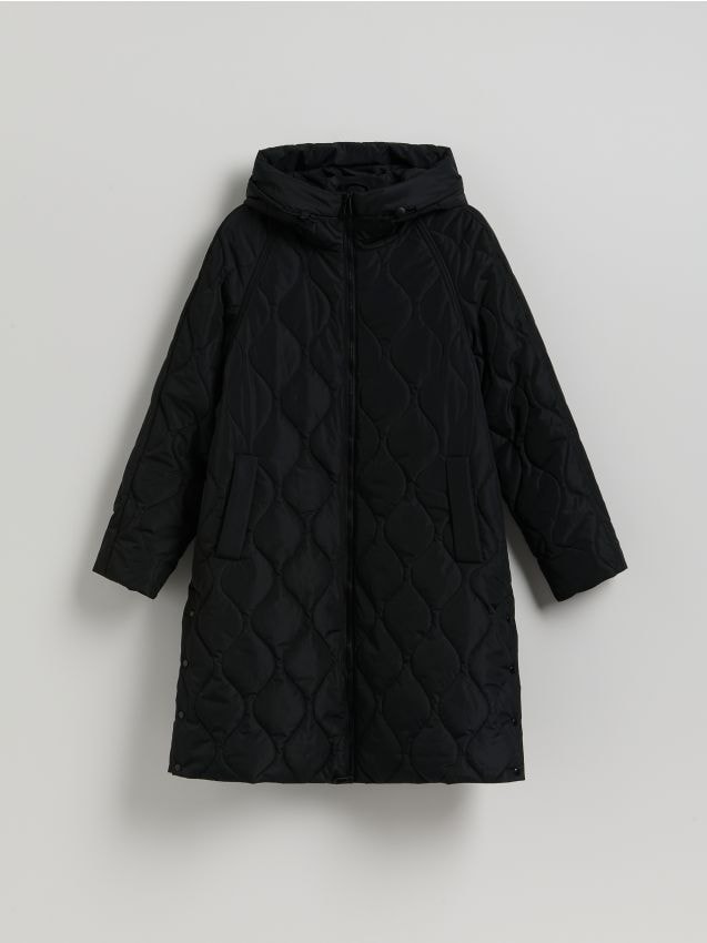 Reserved - Pikowany płaszcz - czarny