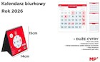 Kalendarz 2026 biurkowy 14x15cm czerwony