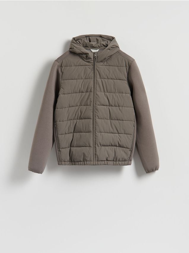 Reserved - Pikowana kurtka z kapturem - brązowy
