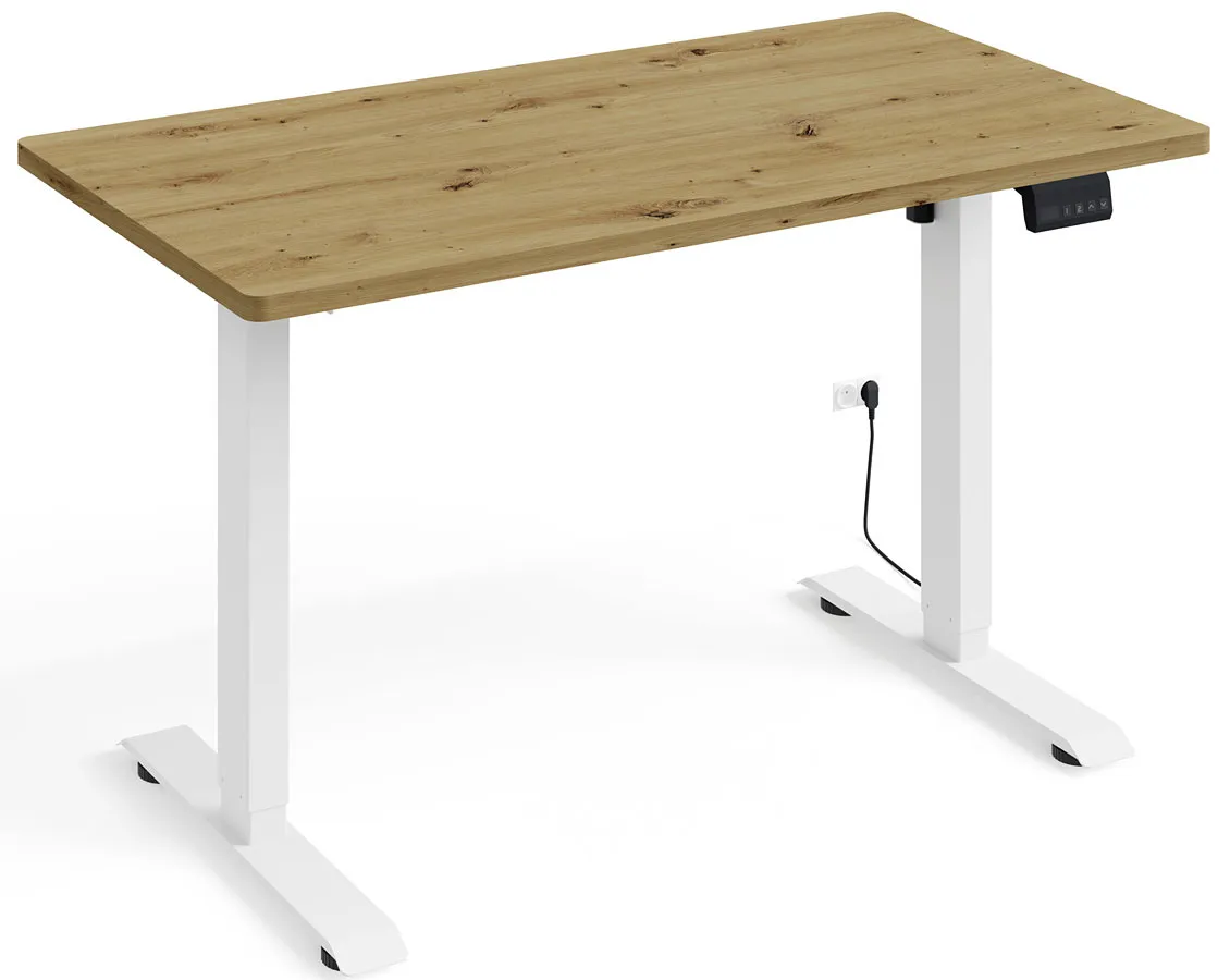 Elior Biurko elektrycznie regulowane dąb artisan + biały - Nue 3X