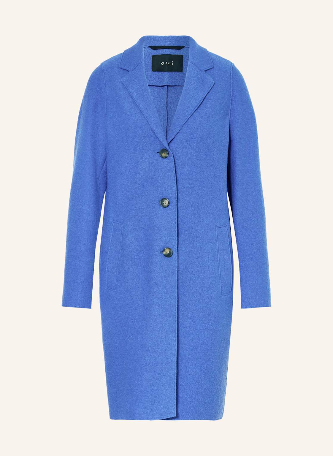 Oui Płaszcz Wełniany blau
